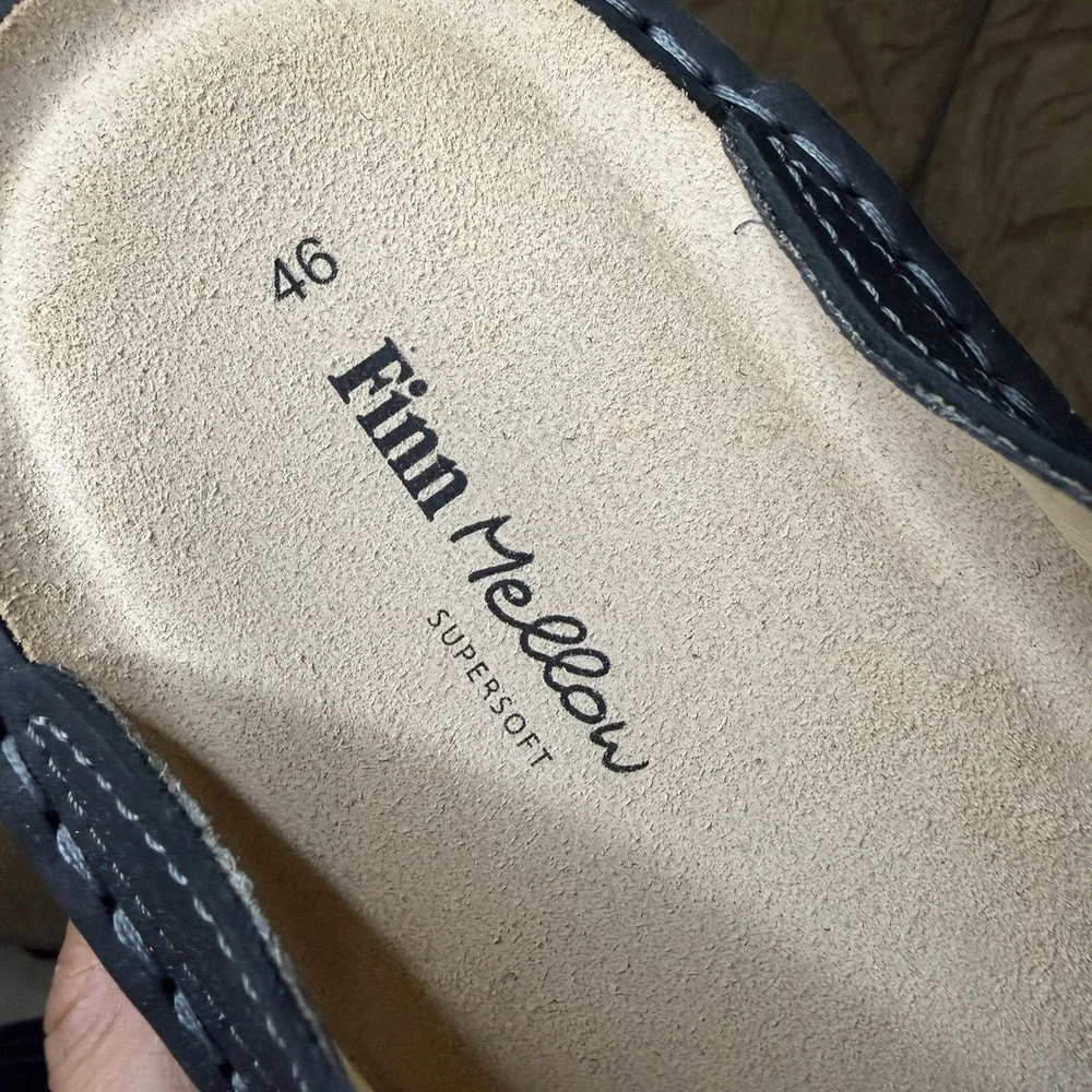 Finn Comfort Finn Mellow SuperSoft Black Leather Slide Sandals EU 46 Men's 12